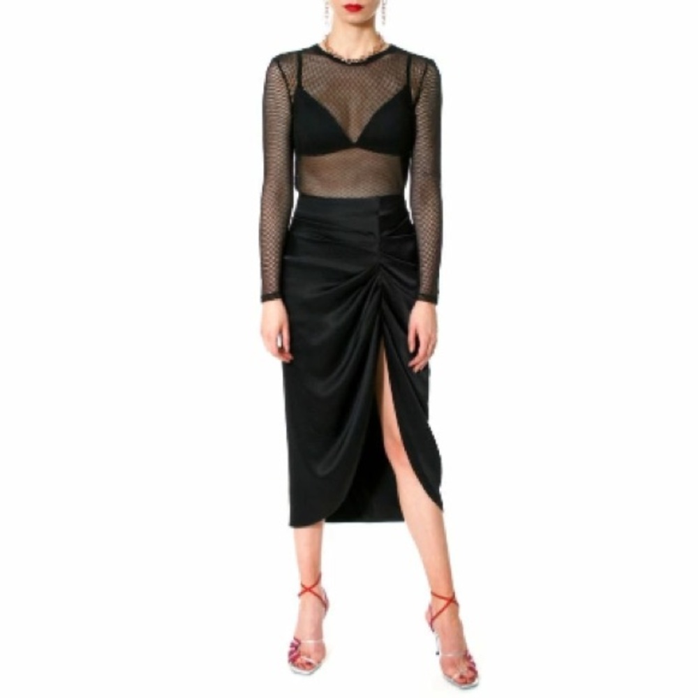 NWT Brittany Black Shadow Mesh long sleeve Top By Aggi small